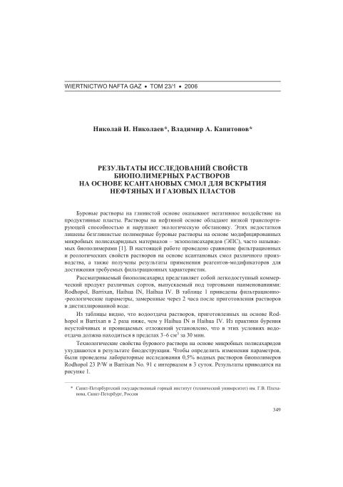 Обкладинка Результаты исследований свойств биополимерных растворов на основе ксантановых смол для вскрытия нефтяных и газовых пластов
