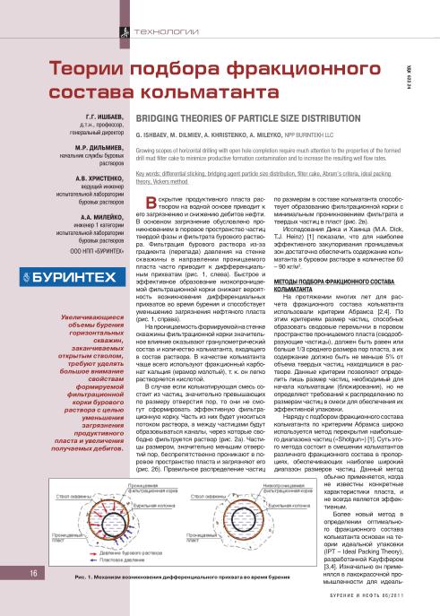 Обкладинка Теории подбора фракционного состава кольматанта