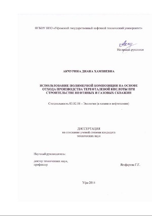 Обкладинка Использование полимерной композиции на основе отхода производства терефталевой кислоты при строительстве нефтяных и газовых скважин